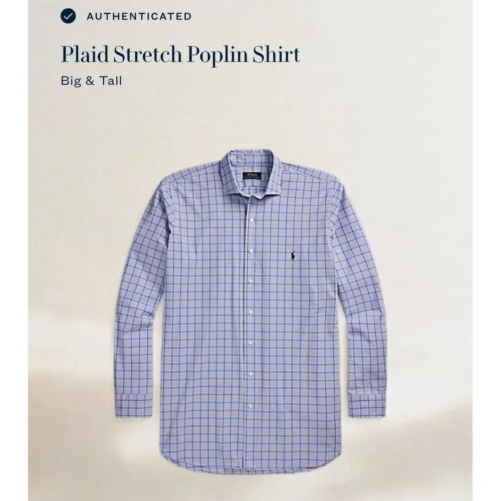 Polo Ralph Lauren Dress Shirt Blue Orange Plaid Big & Tall Men's Size 3XB NWT